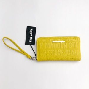 nwt steve madden bzip citron zip around wallet